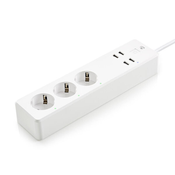 Wi-Fi Stekkerdoos | 3x Schuko Type F | 4x USB | 16 A