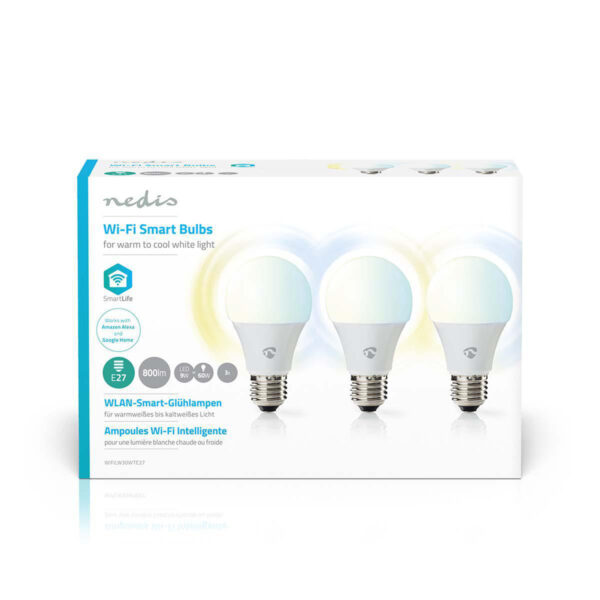 Wi-Fi led-lampen | Warm- tot Koud-Wit | E27 | 3-Pack